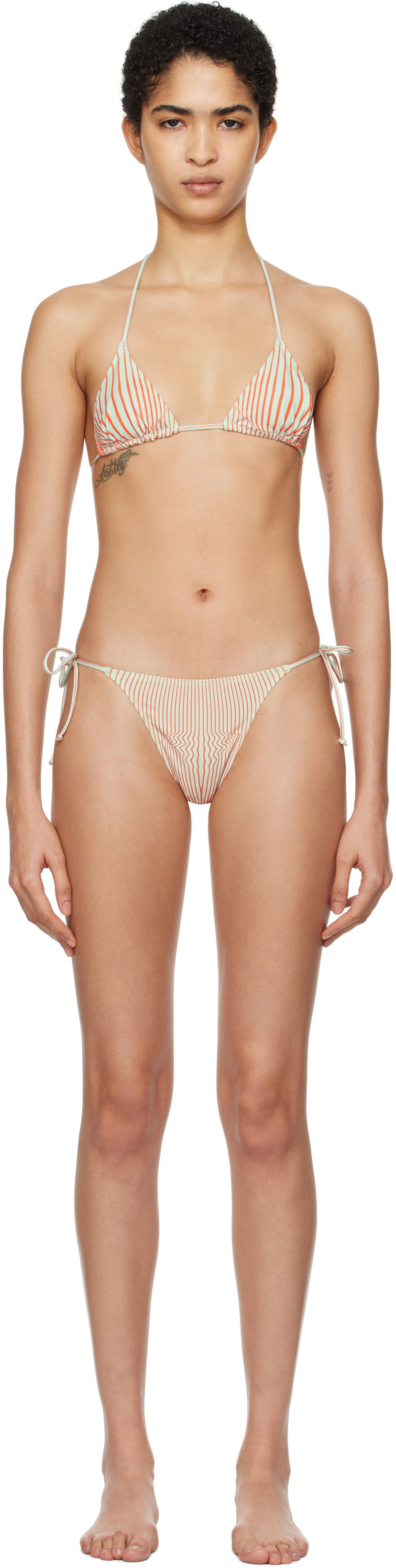 Купальники Jean Paul Gaultier Gaultier 'The Pinstripe Body Morphing' Bikini Set Зелений | 25/33-F-BS021-J571-4216