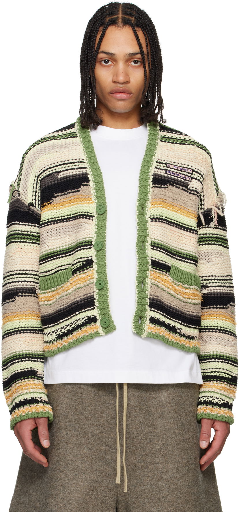Cветр Off-White Off-White Premium Quality Striped Knit Cardigan Різнокольоровий | OMHB02FS25KNI0015000