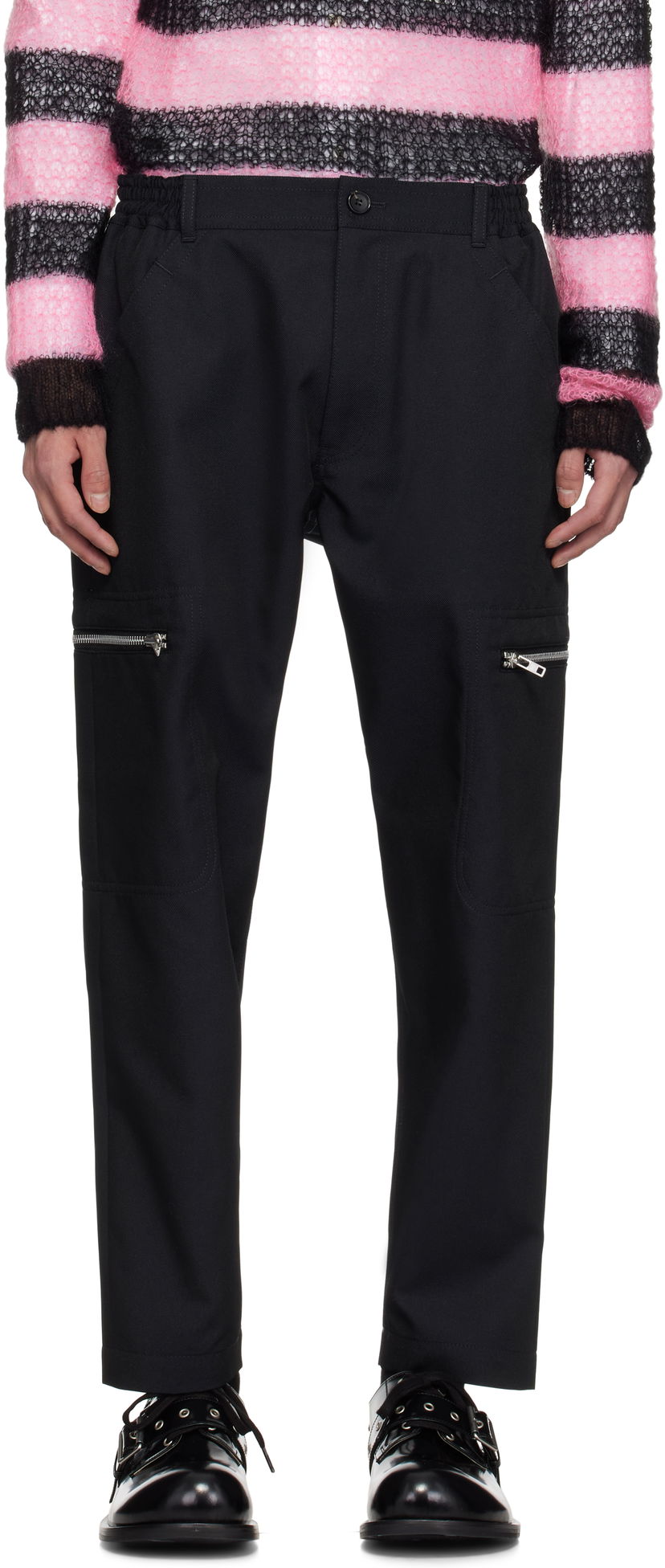 Штани карго Comme des Garçons Homme Deux Irregular Pin Head Trousers чорний | DO-P024-051