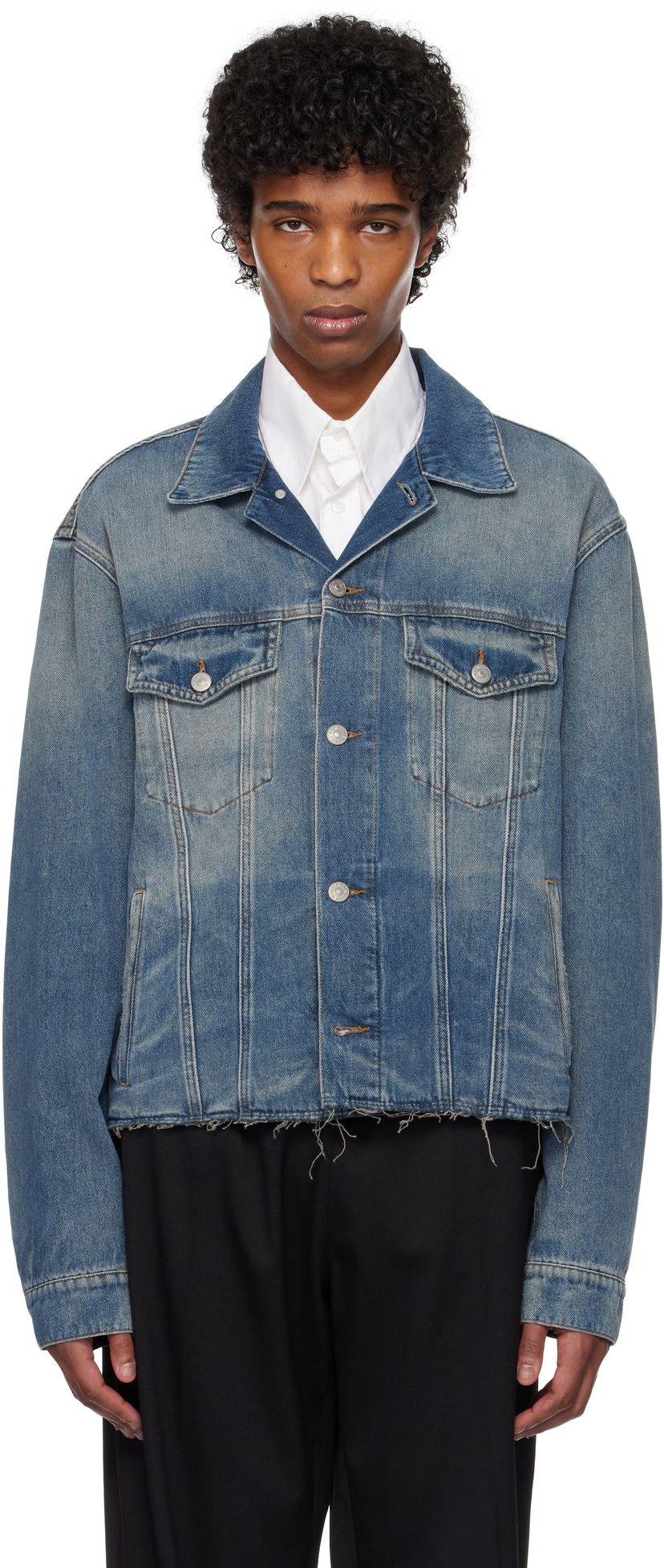 Куртка Maison Margiela MM6 Maison Margiela Raw Edge Denim Jacket Синій | SH0AM0047 M30017