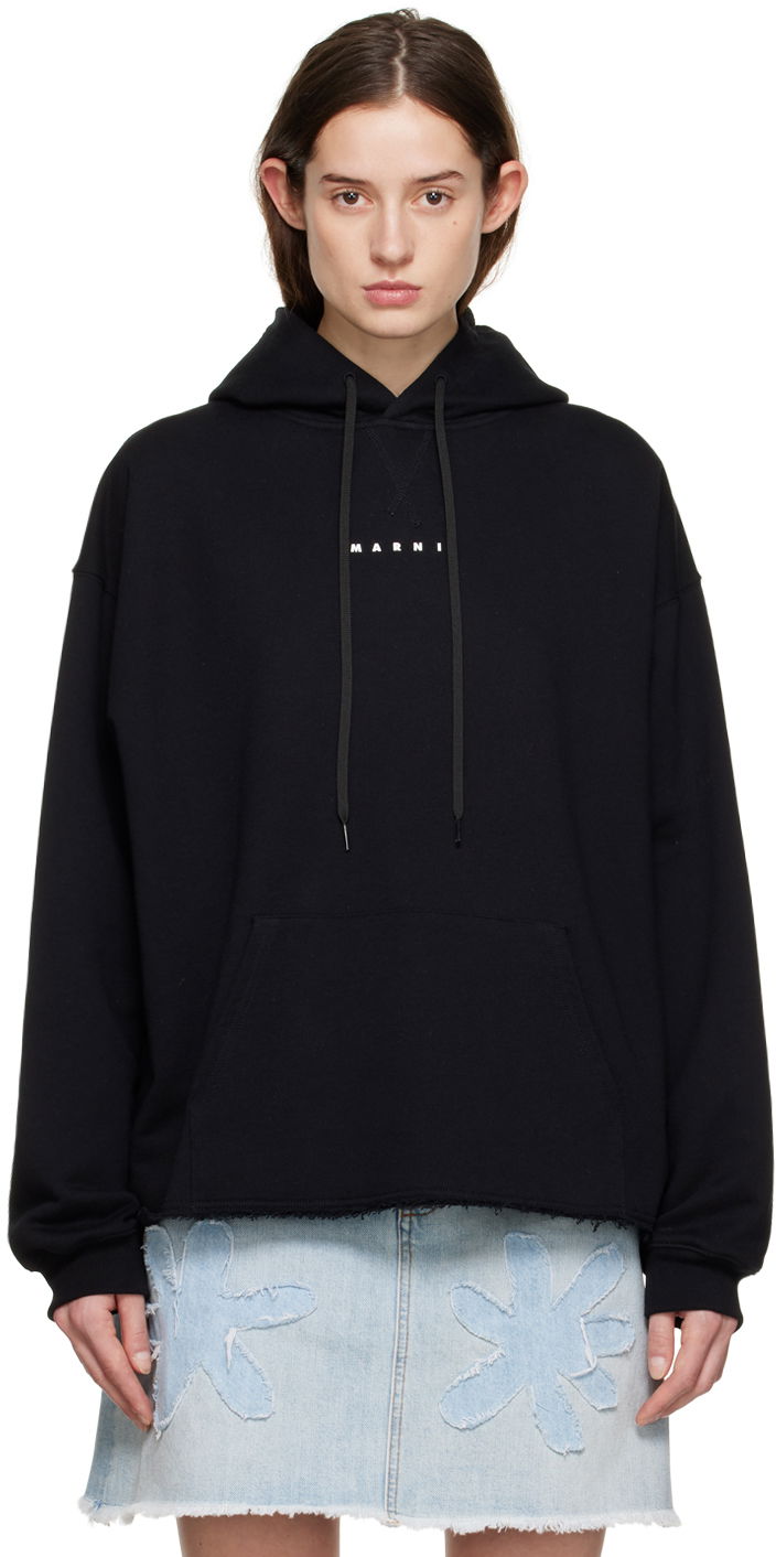 Світшоти Marni Raw Edge Hoodie чорний | FLJE0176P1 USCU87