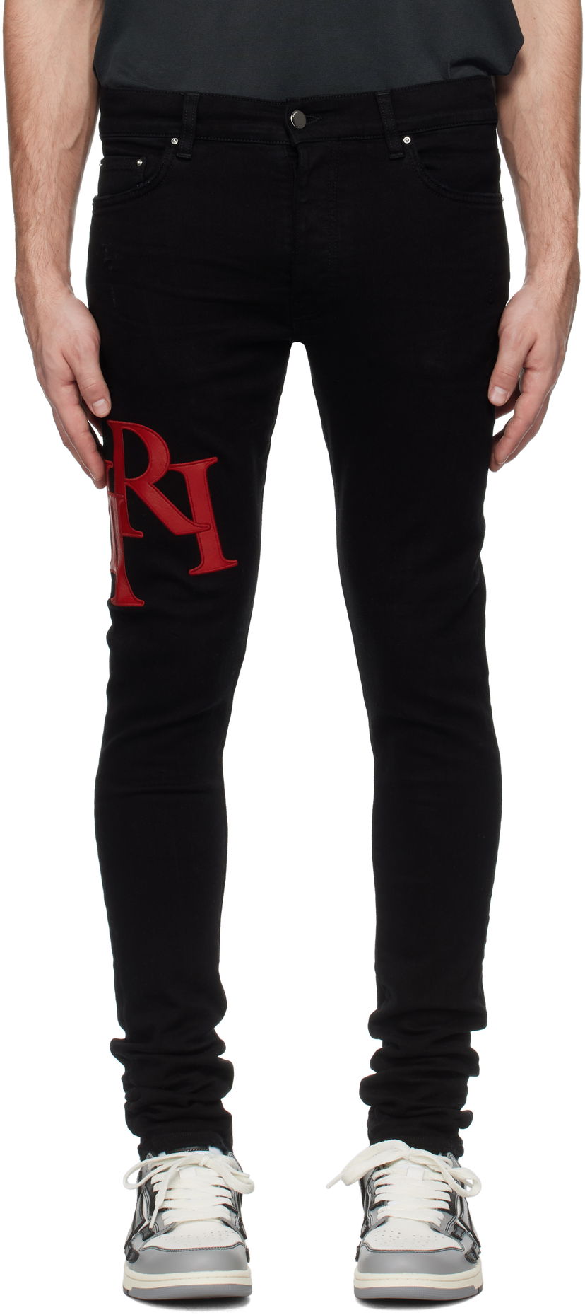 Джинси AMIRI Skinny Jeans With Staggered Logo чорний | AMDNSY1114