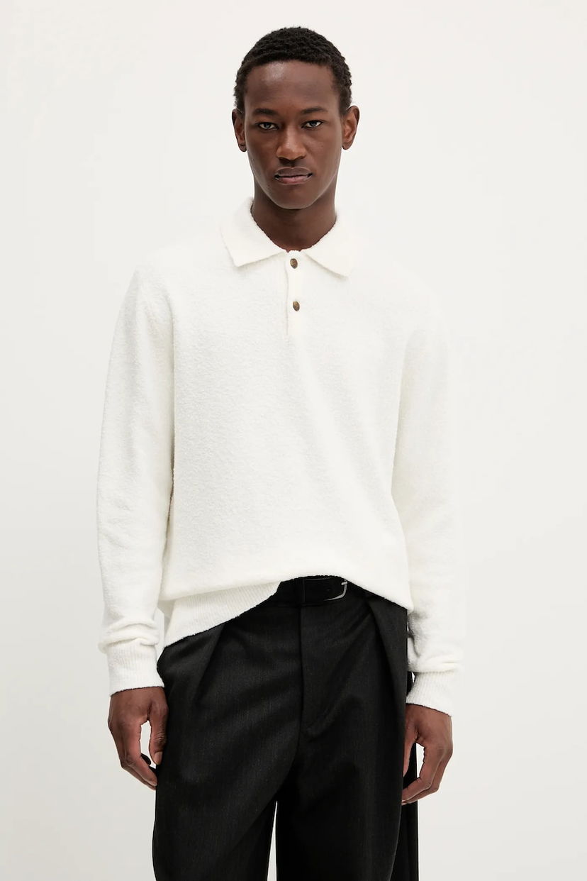 Cветр Samsoe Samsoe Samsoe Samsoe Wool Blend Polo Sweater білий | M24100093