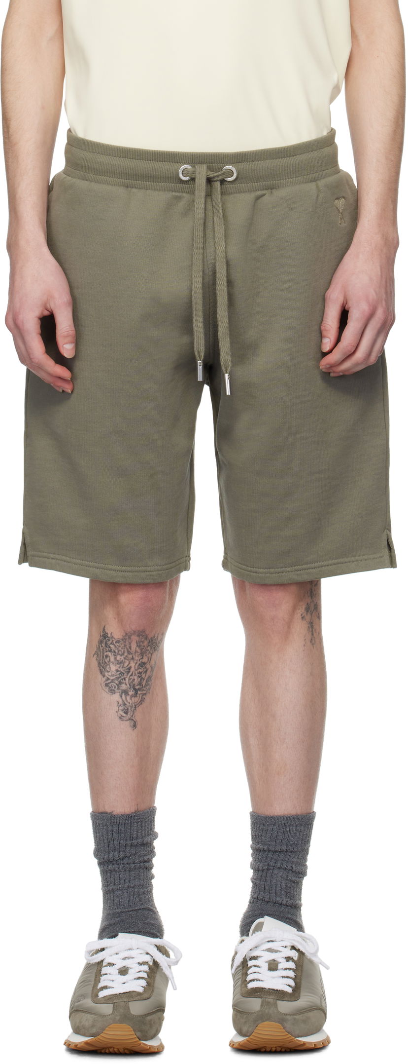 Шорти AMI AMI Paris De Coeur Dye Shorts Зелений | HSO674.747