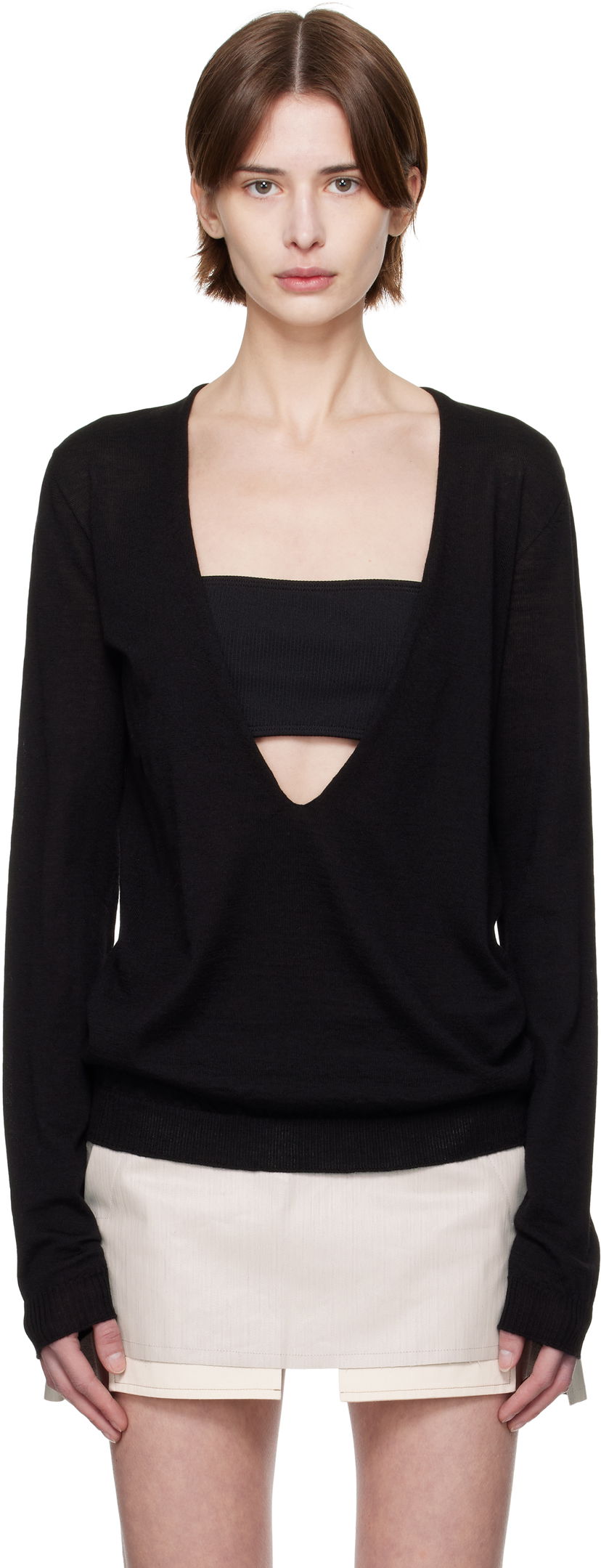 Cветр Rick Owens Rick Owens Hollywood Xtreme V-Neck Pullover чорний | RP01E7668 M