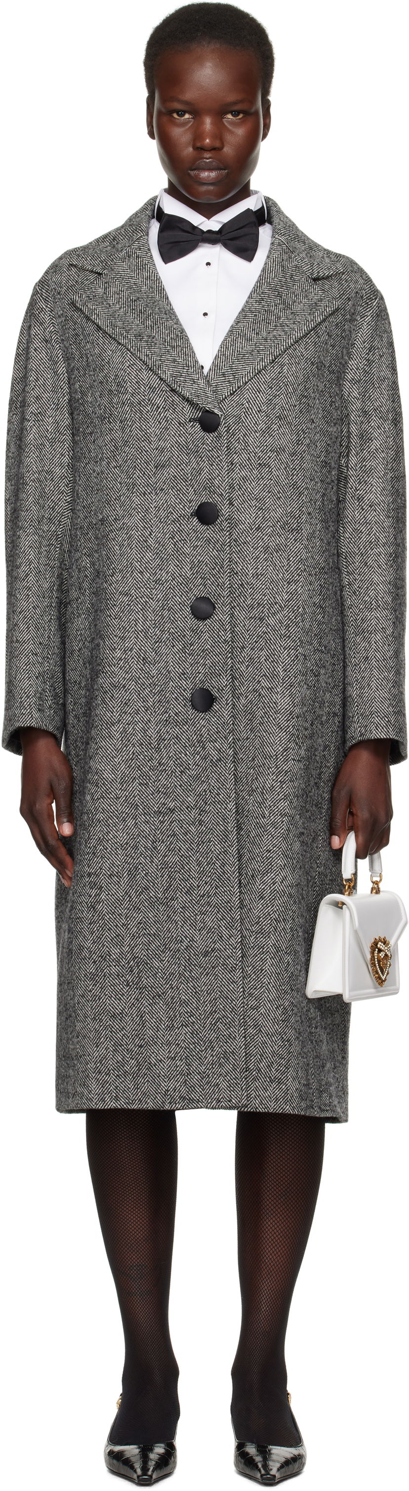 Пальто Dolce & Gabbana Mixed Wool Long Coat Сірий | F0F1NT FCMC3