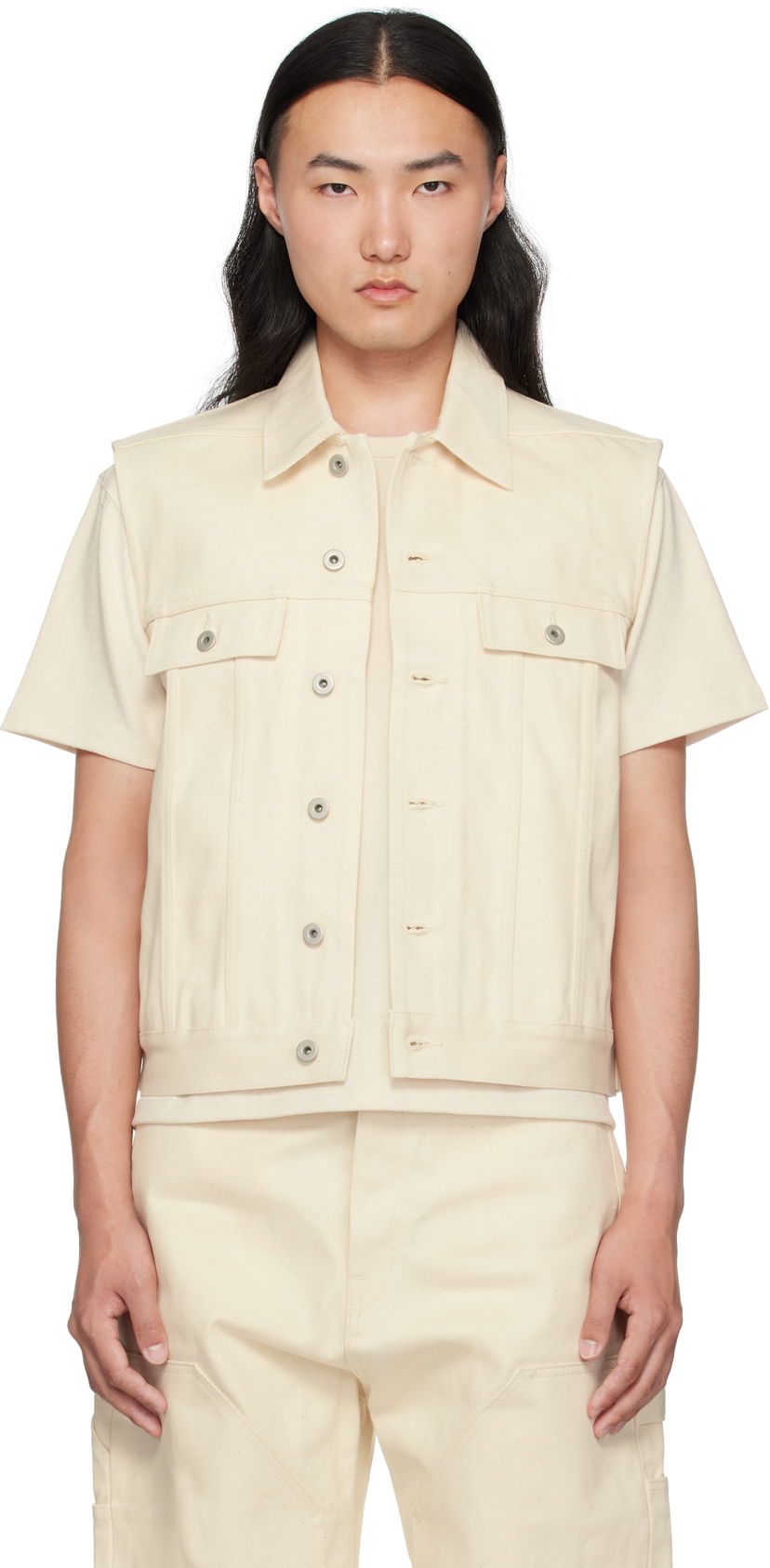 Жилет Rick Owens Rick Owens DRKSHDW Hollywood SL Trucker Denim Vest білий | DL01E6798 HNJP