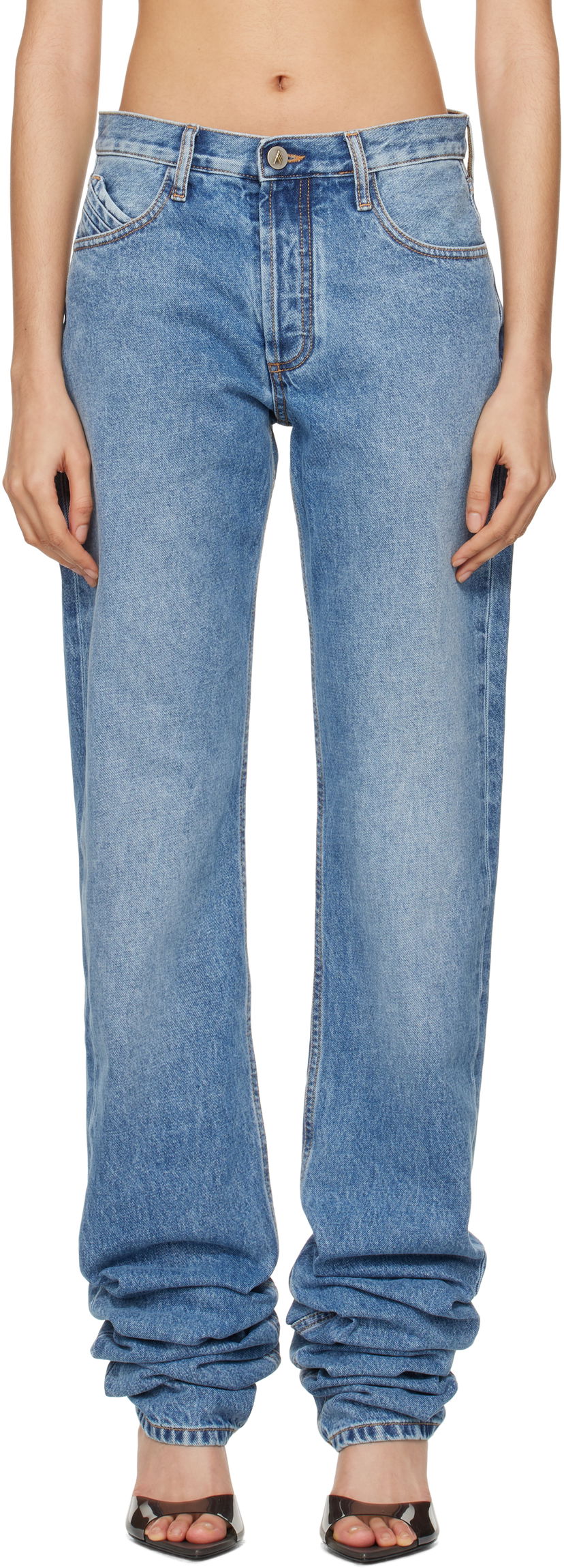Джинси The Attico Attico Long Scrunch Jeans Синій | 250WCP00214 DDD085AA