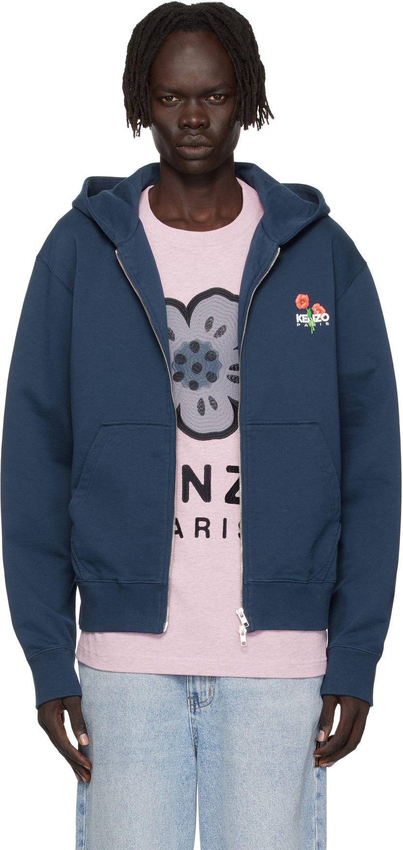 Світшоти KENZO Kenzo 'KENZO Archive Bouquet' Full-Zip Hoodie темно-синій | FF65HO2554MF