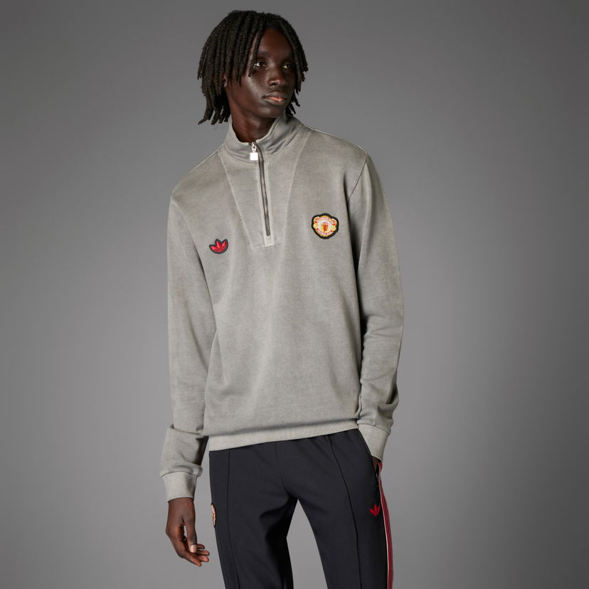 Cветр adidas Performance Manchester United Terrace Icons Half-Zip Top Сірий | JF0384