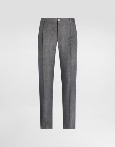 Штани Dolce & Gabbana Dolce & Gabbana Washed Linen Canvas Trousers Сірий | GP06JTFU4MFN0701, 0