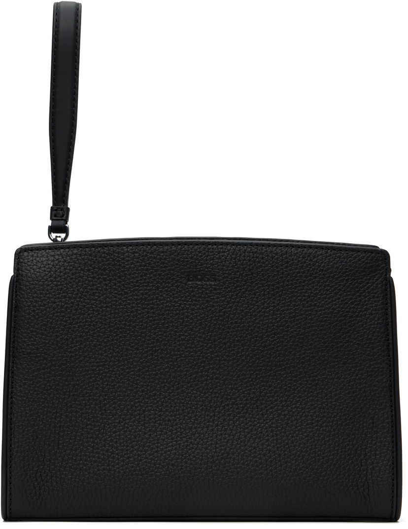 Гаманець BOSS BOSS Pebble-Grained Leather Wristlet Pouch чорний | 50548170