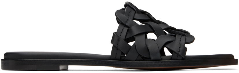 Кросівки та взуття Gianvito Rossi Amalfi Woven Leather Sandals чорний | G15970-05CUO-CLN