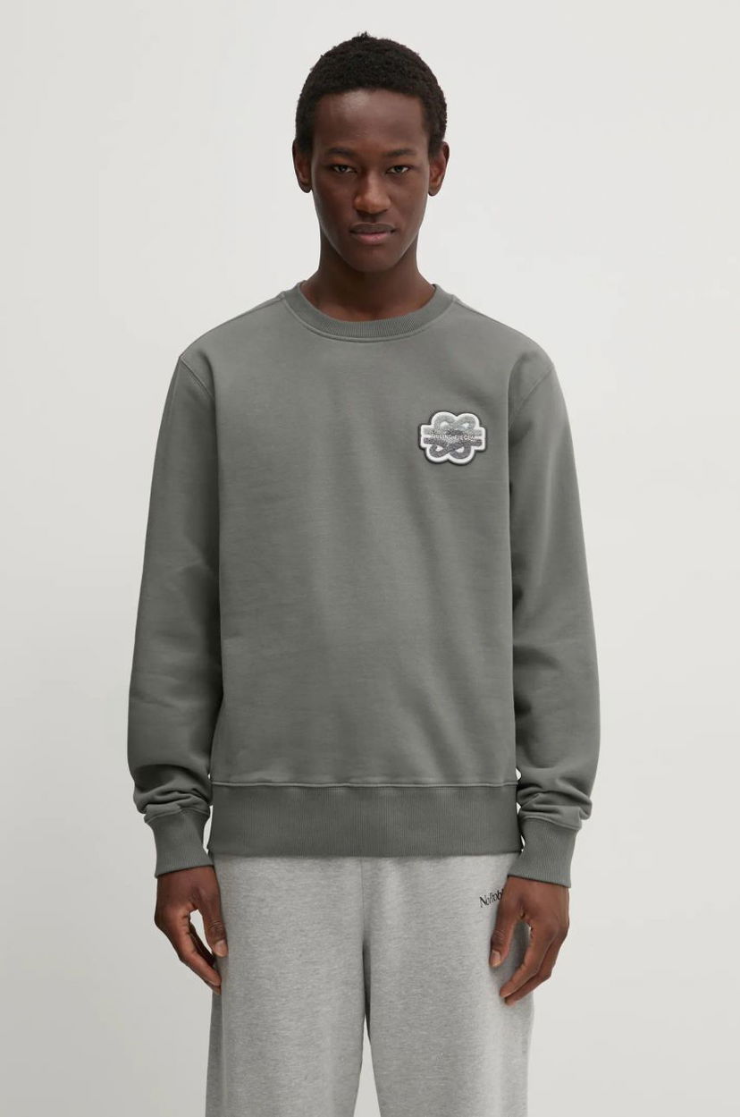 Cветр Filling Pieces Filling Pieces Gowtu Crewneck Sweatshirt with Applique Сірий | 74533926002