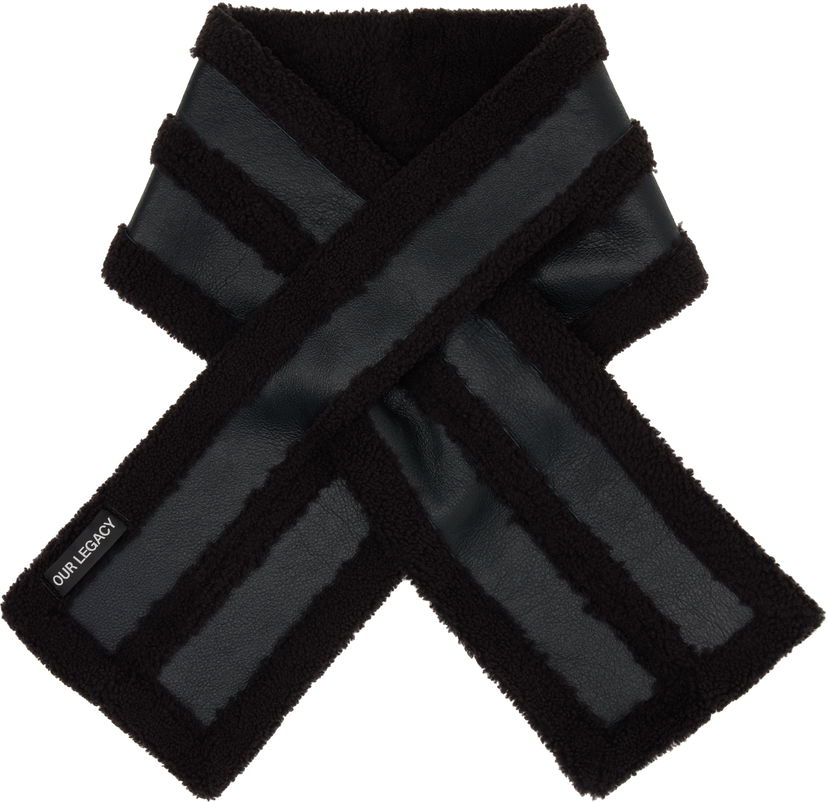 Шарф OUR LEGACY Our Legacy Blizzard Faux Leather and Shearling Scarf чорний | A4258BDA