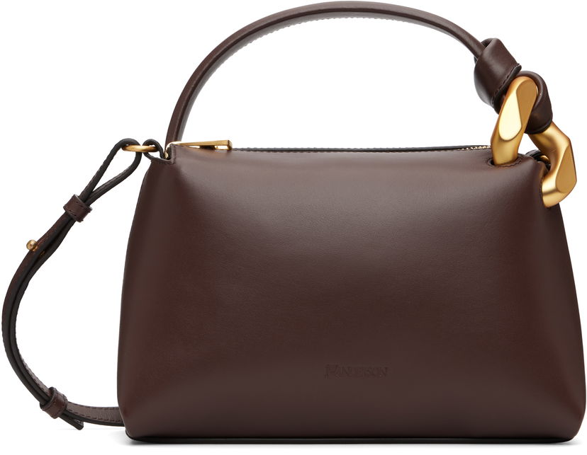 Сумка JW Anderson JW Anderson The JWA Small Corner Leather Shoulder Bag with Sculptural Link Handle Коричневий | HB0758-LA0232