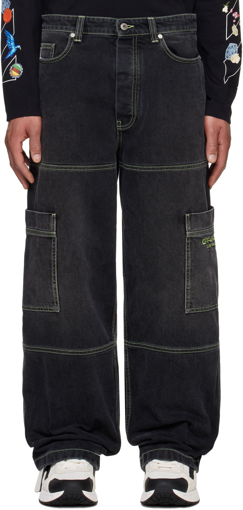 Джинси Off-White Off-White Irregular Denim Cargo Pants чорний | OMYA18QS25DEN0021350