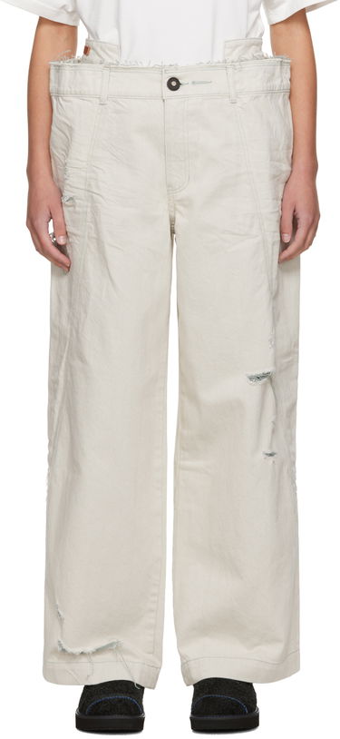 Штани карго ADER ERROR Distressed Wide Leg Jeans бежевий | BMADFWBT0110WH, 0