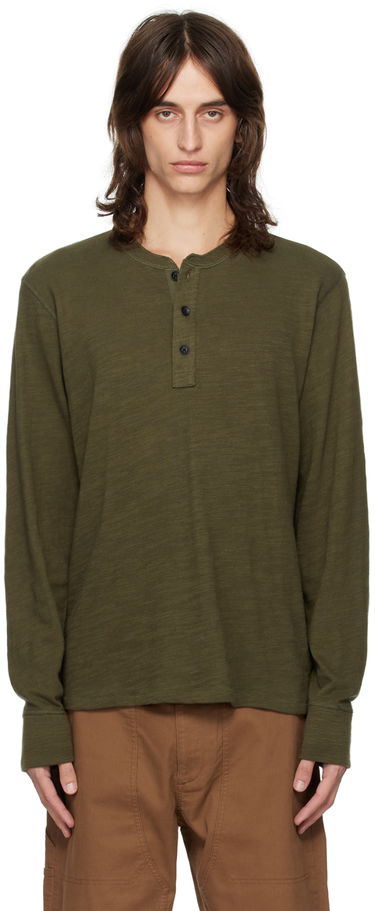 Футболка rag & bone Rag & Bone Classic Flame Henley Зелений | MBC22FT037TL37, 0