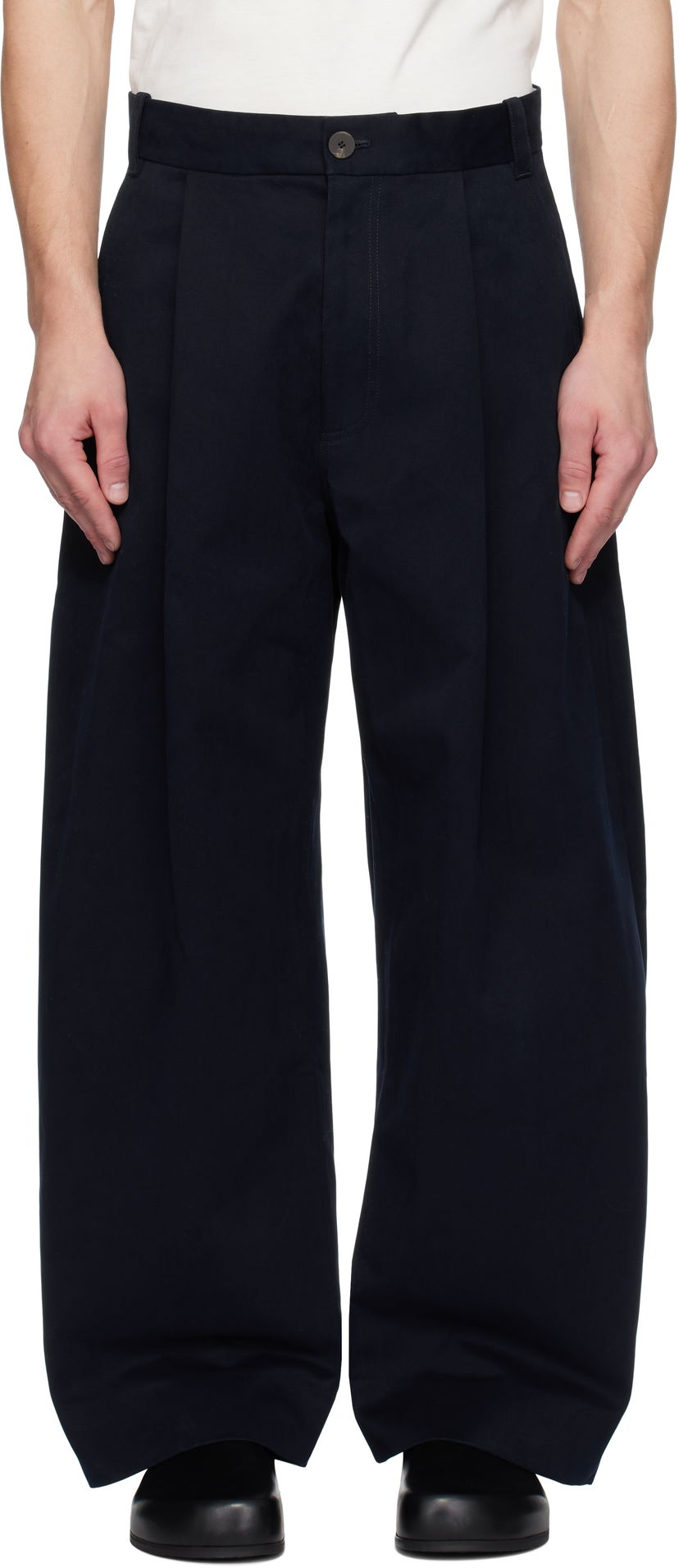 Штани Studio Nicholson Studio Nicholson Pleated Wide-Leg Trousers темно-синій | SORTE SNM - 1248