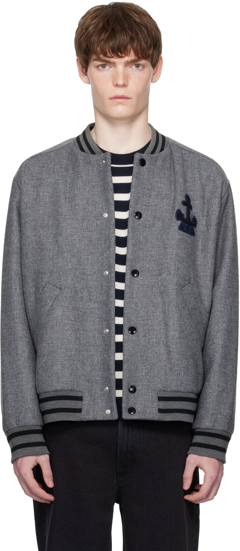 Куртка бомбер A.P.C. A.P.C. Micka Wool Bomber Jacket Сірий | WVBEB-M32010