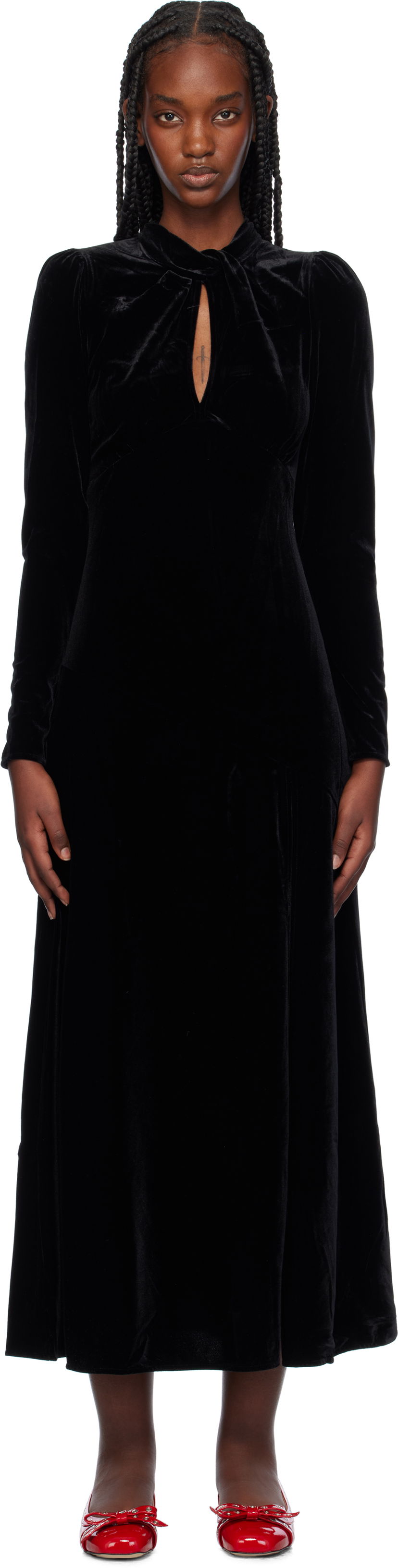 плаття GANNI Velvet Maxi Dress чорний | T3980