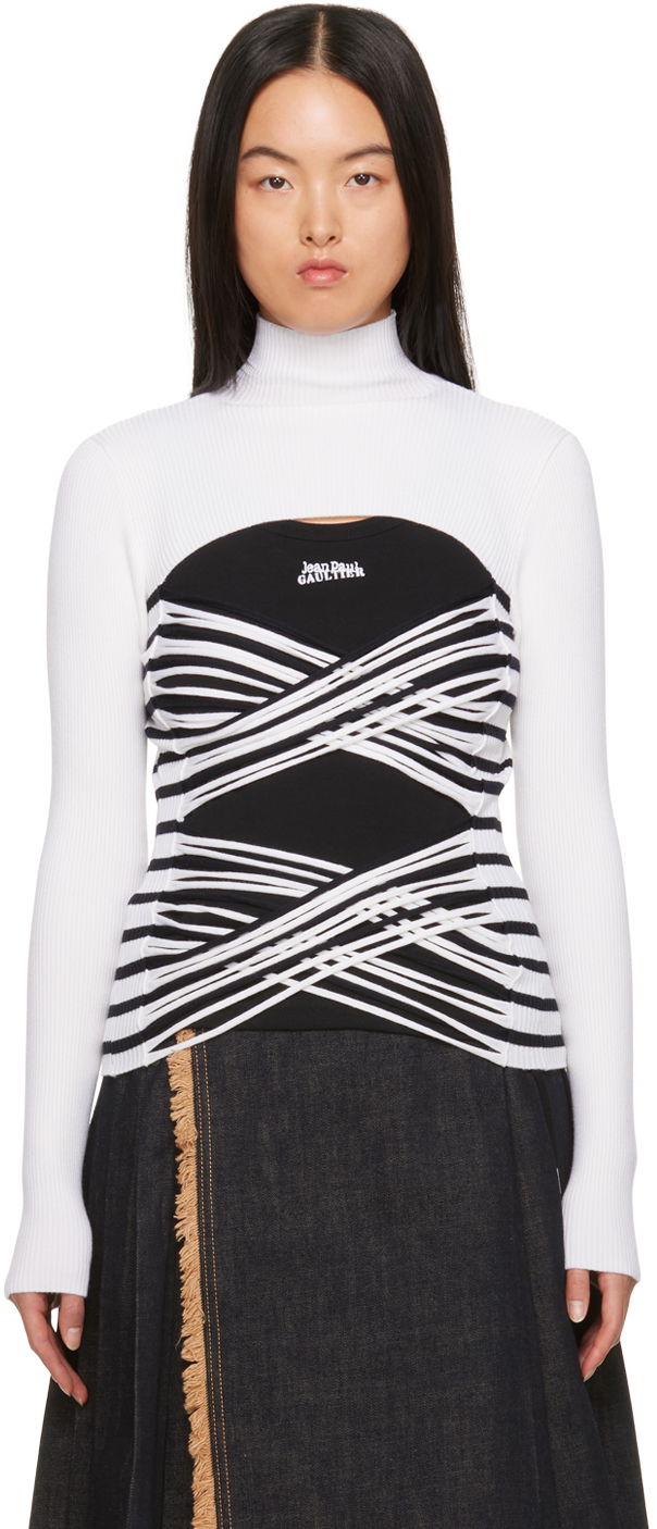 Безрукавка Jean Paul Gaultier Jean Paul Gaultier Striped Turtleneck and Bustier Top чорний | 23/15-F-PL038-M056-0159