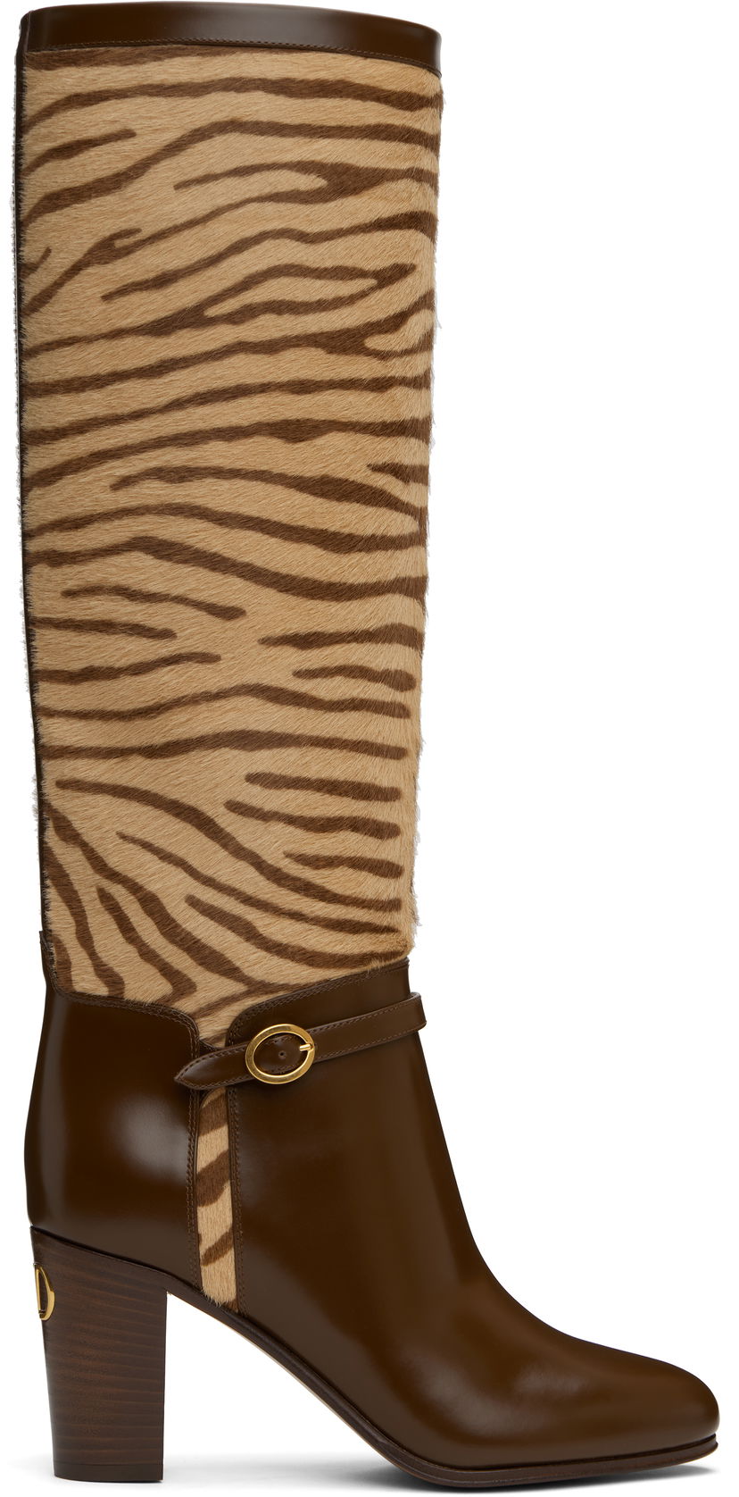 Одяг Valentino Valentino Garavani Pattie Zebra-Print Tall Boots Коричневий | 6W2S0LD6SHF