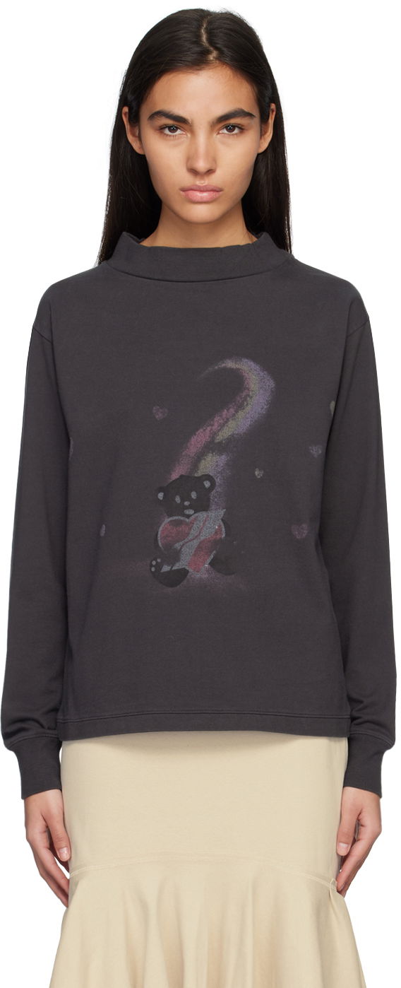 Футболка We11done Long Sleeve Teddy Bear Graphic T-Shirt Сірий | WD-TT1-23-793-U-CH