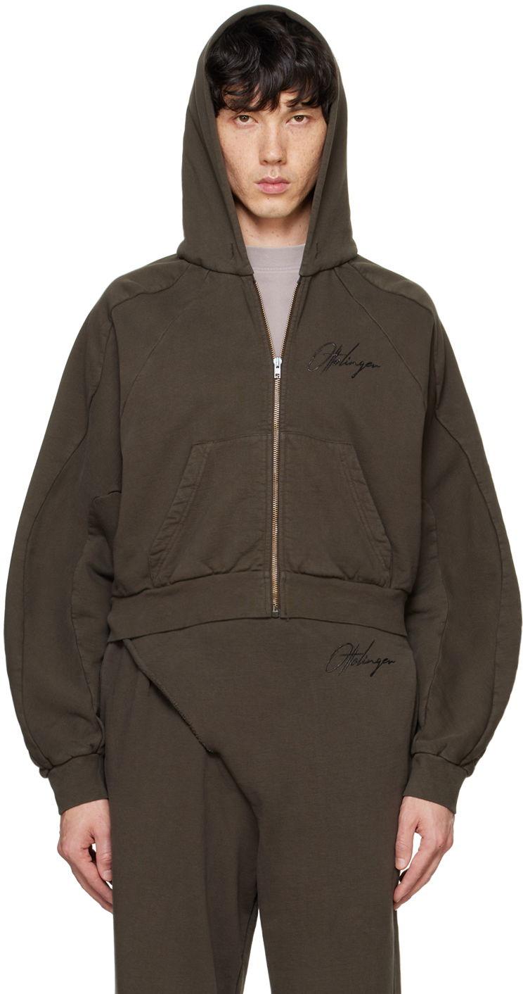 Світшоти Ottolinger Ottolinger Multiline Zip Up Cropped Hoodie Зелений | 1150202521