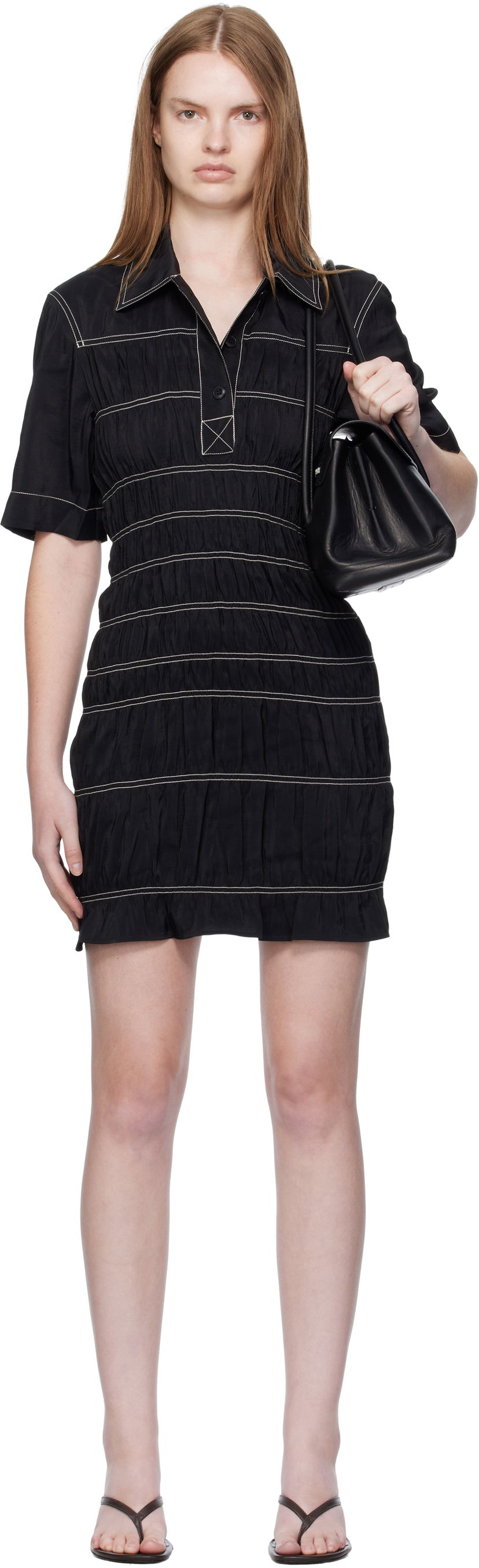 плаття Nanushka Nanushka Nomia Shirred Minidress чорний | NW25PFDR09999