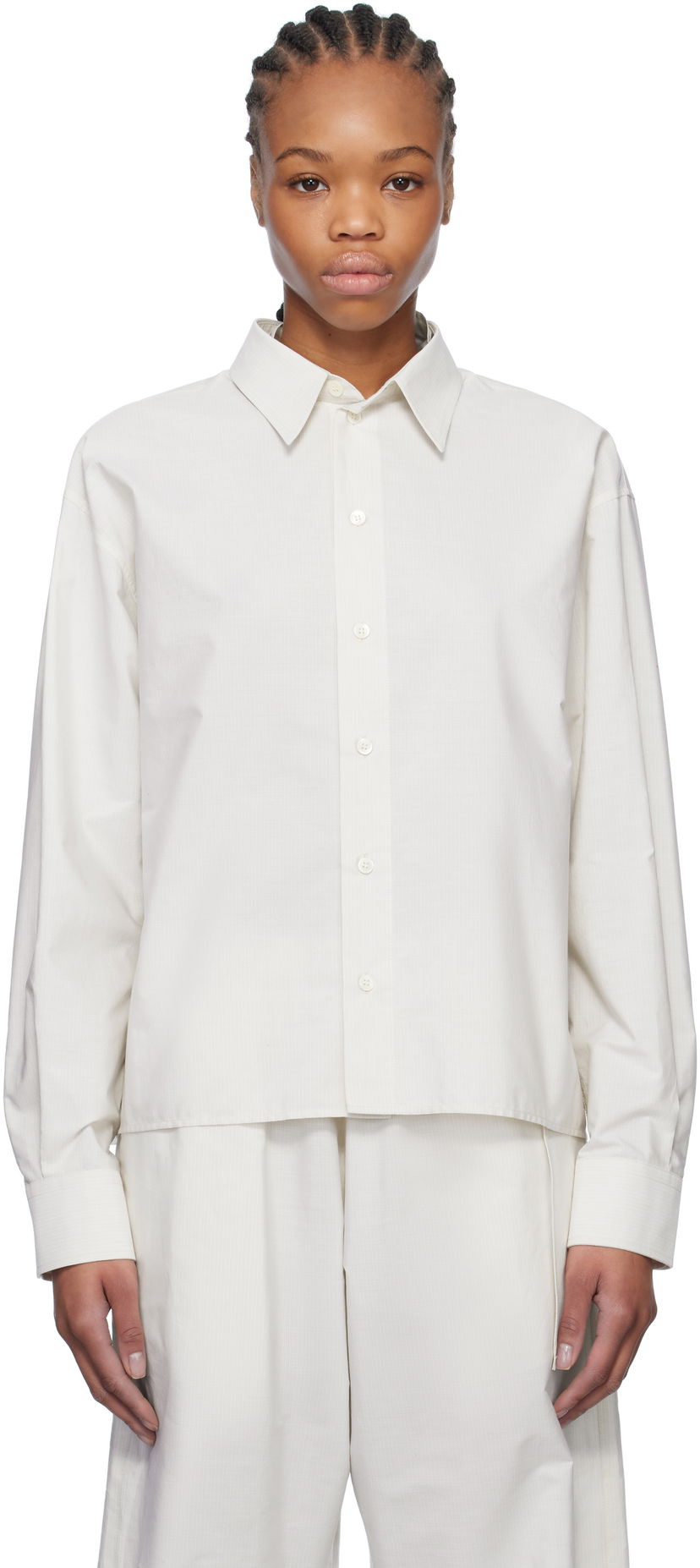 Сорочка Maison Margiela MM6 Maison Margiela Spliced Striped Cotton Poplin Shirt білий | S52DT0043 M35250