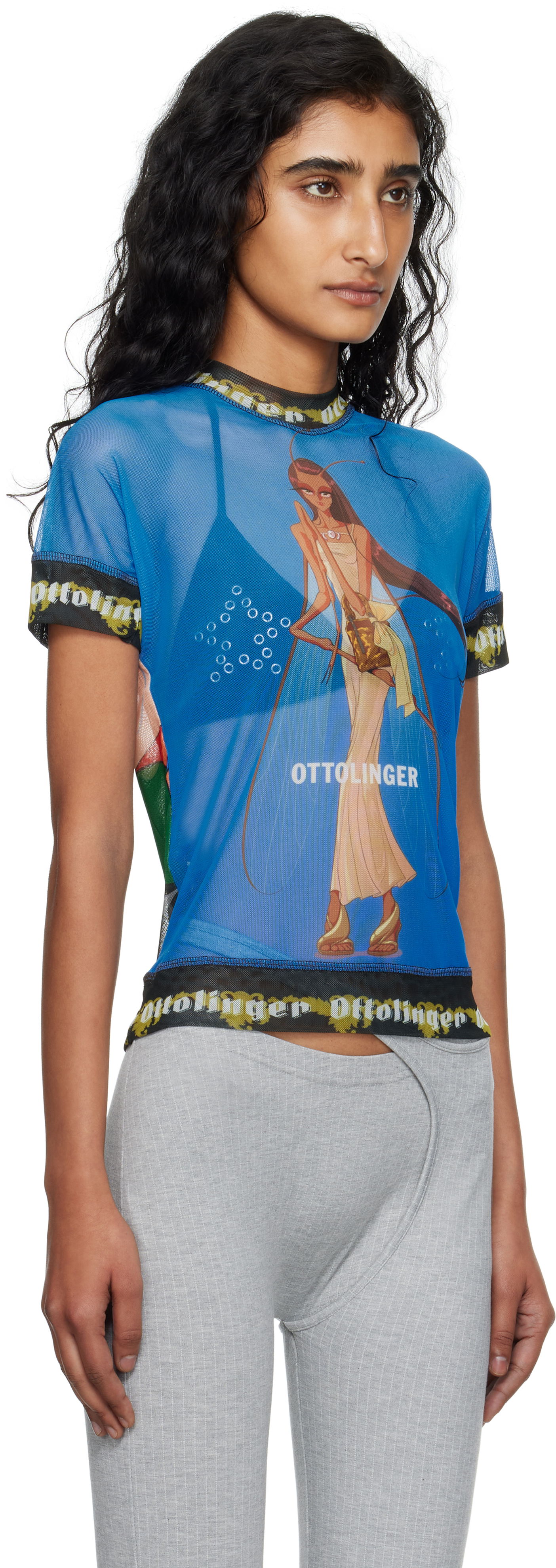 Футболка Ottolinger Ottolinger Oversized Mesh Graphic T-Shirt Синій | 101-100501-02, 1