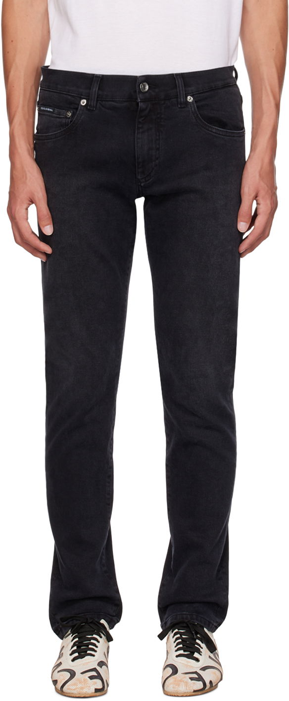 Джинси Dolce & Gabbana Black Slim-Fit Jeans чорний | GY07CDG8HW4