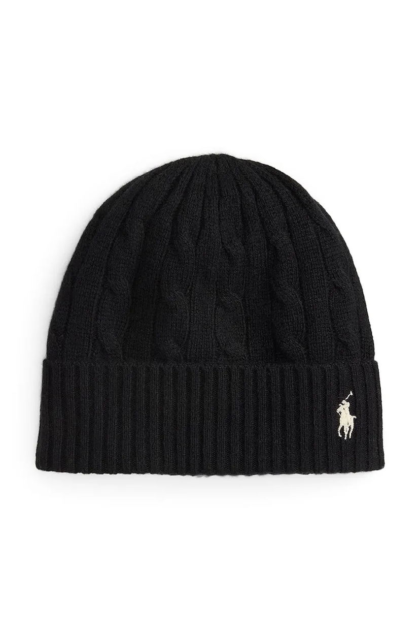 Шапка Polo by Ralph Lauren Polo Ralph Lauren Woolen Cable-Knit Beanie чорний | 455981442