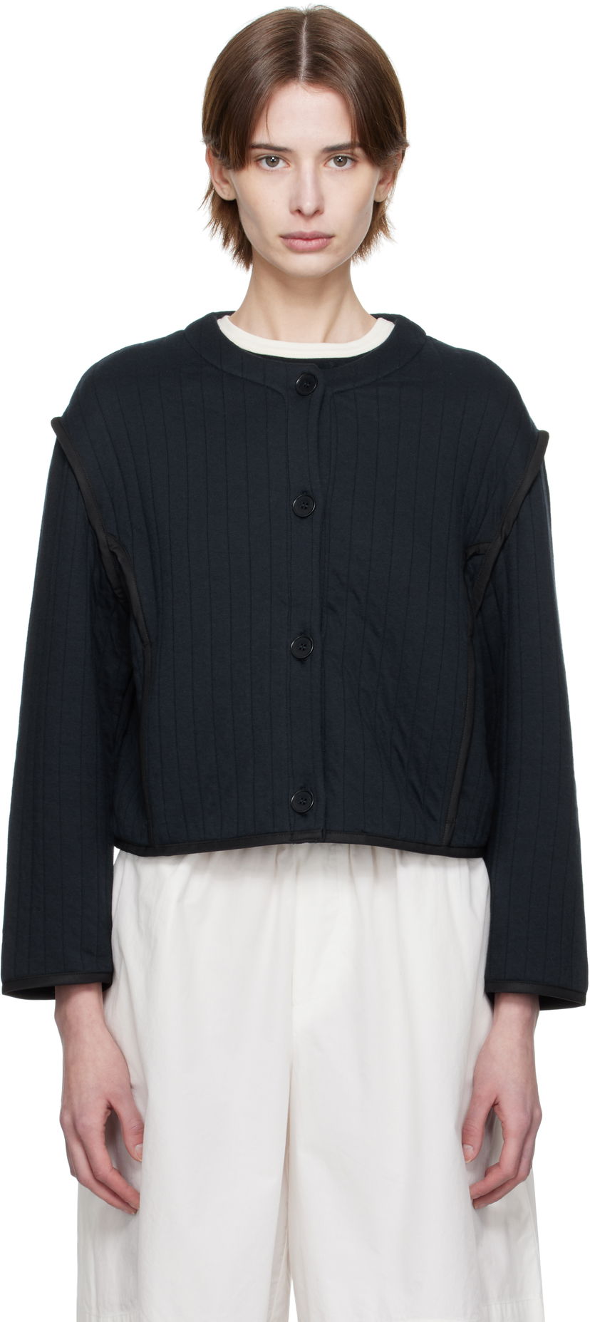 Cветр A.P.C. A.P.C. Garance Cropped Quilted Jacket чорний | COHGW-F32010