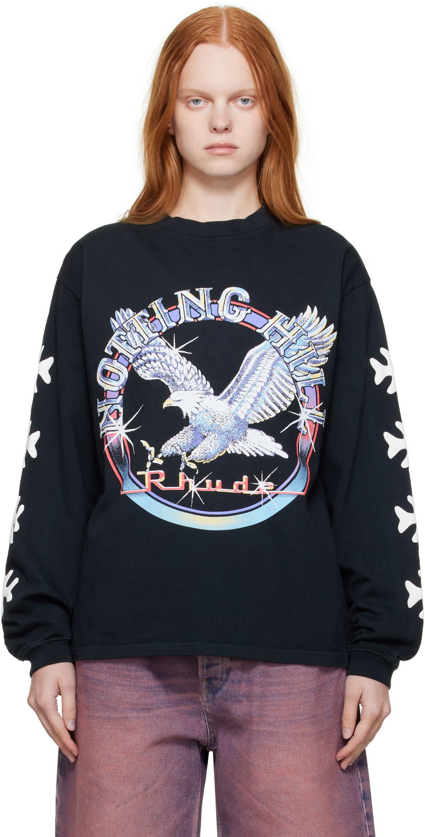 Футболка Rhude Rhude Notting Hill Eagle Graphic Long Sleeve T-Shirt чорний | RHPF25TT14012