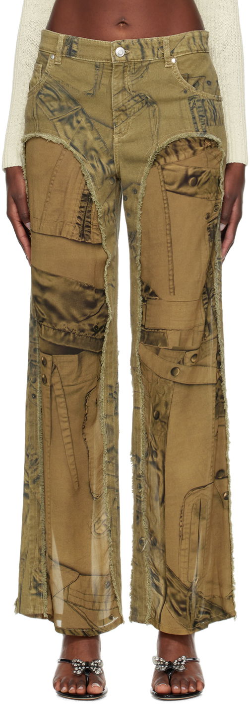 Джинси Blumarine Blumarine Cinch Straight-Leg Jeans Зелений | P422P113A