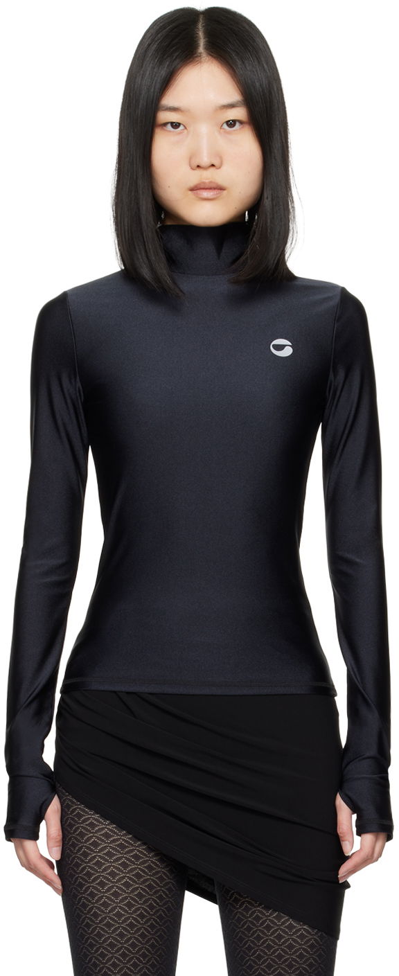 Футболка Coperni Tight High Neck Long Sleeve T-Shirt чорний | COPJS20545