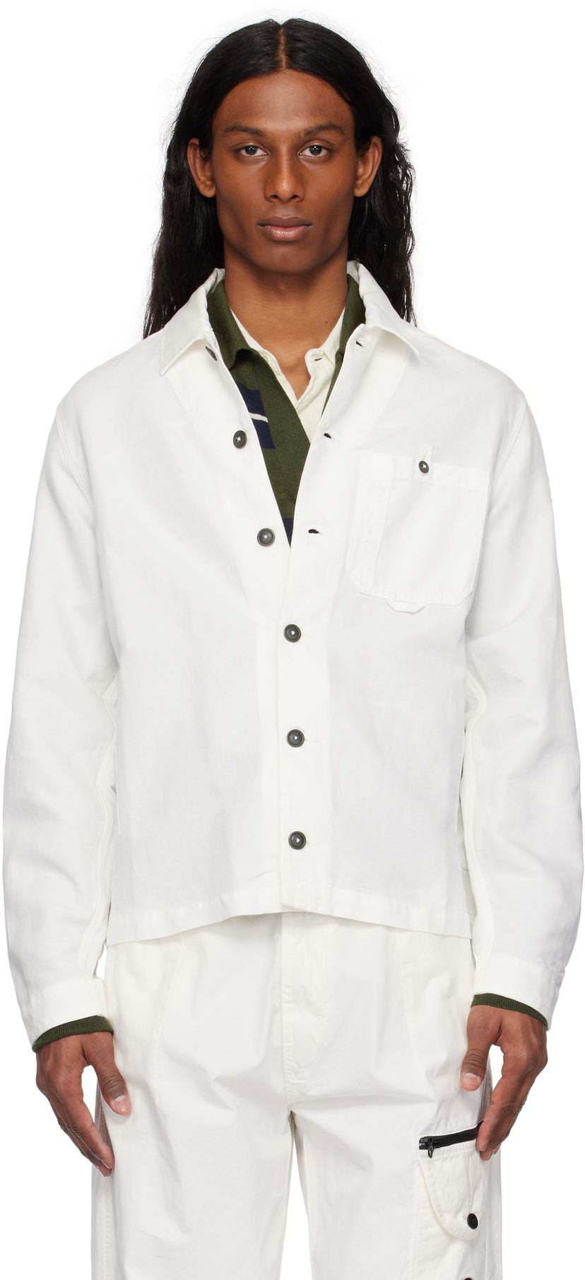 Сорочка C.P. Company C.P. Company Lens Cotton Linen Overshirt білий | 18CMOS102A-006273G