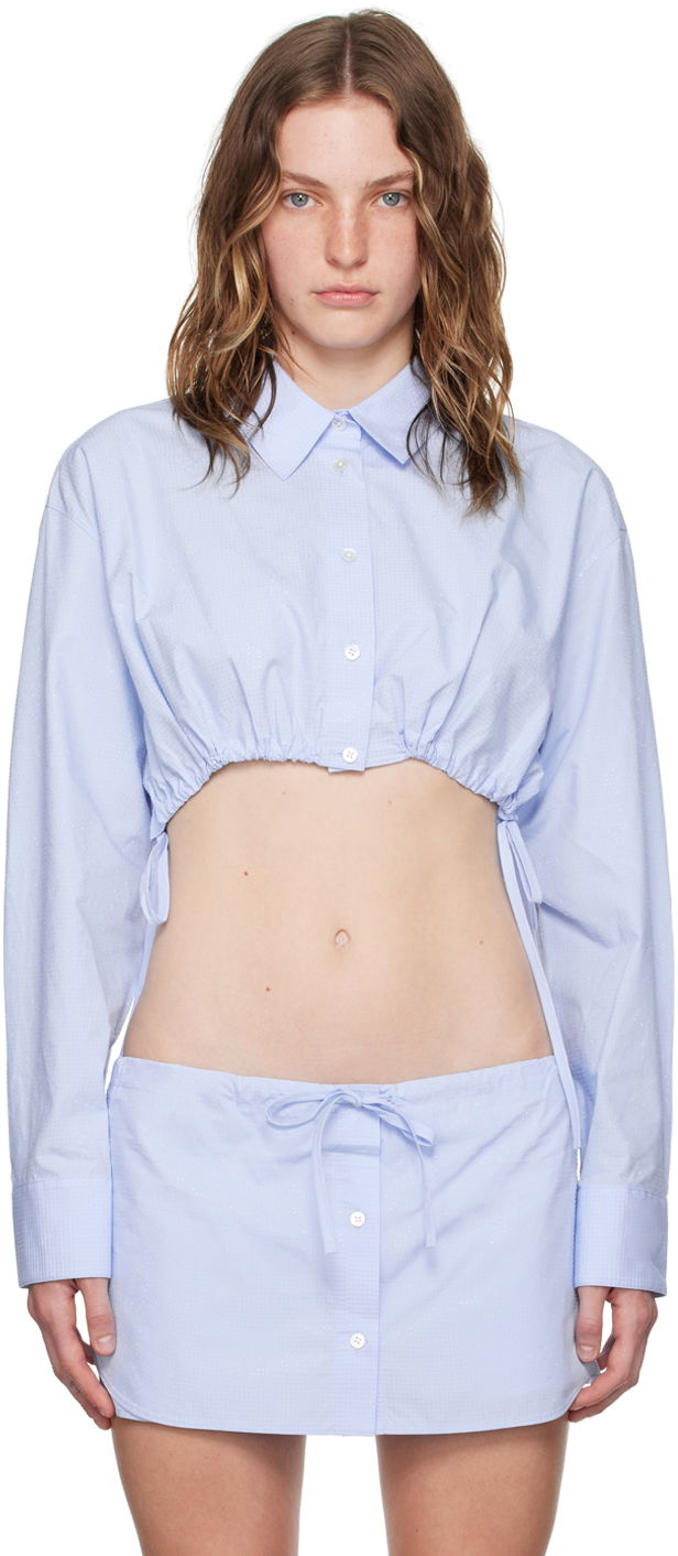 Сорочка Alexander Wang Blue Cropped Drawstring Shirt Синій | 1WC3241933
