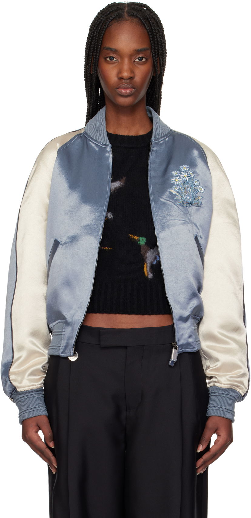 Куртка бомбер Burberry Burberry EKD Satin Bomber Jacket Синій | 8101089