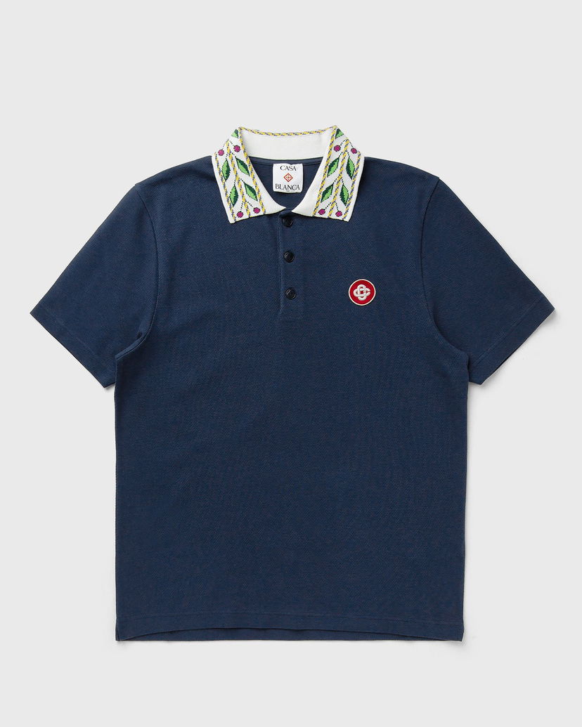 Сорочка поло Casablanca Laurel Pique Polo Shirt темно-синій | MPF25-JTP-243-02
