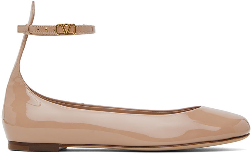Догляд за взуттям Valentino Valentino Garavani Tan-Go Patent Leather Ballerina Flats бежевий | 4W2S0HF0VNE