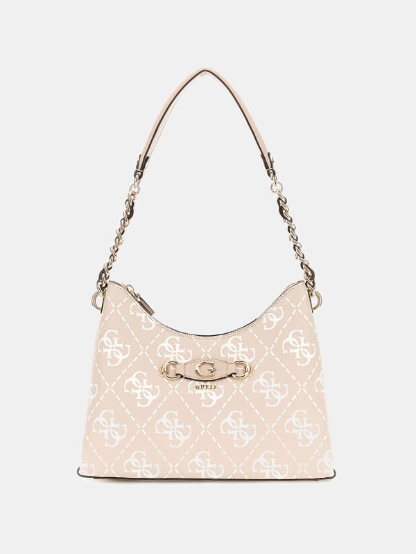 Сумка GUESS Izzy 4G Logo Shoulder Bag бежевий | HWOQ8654010