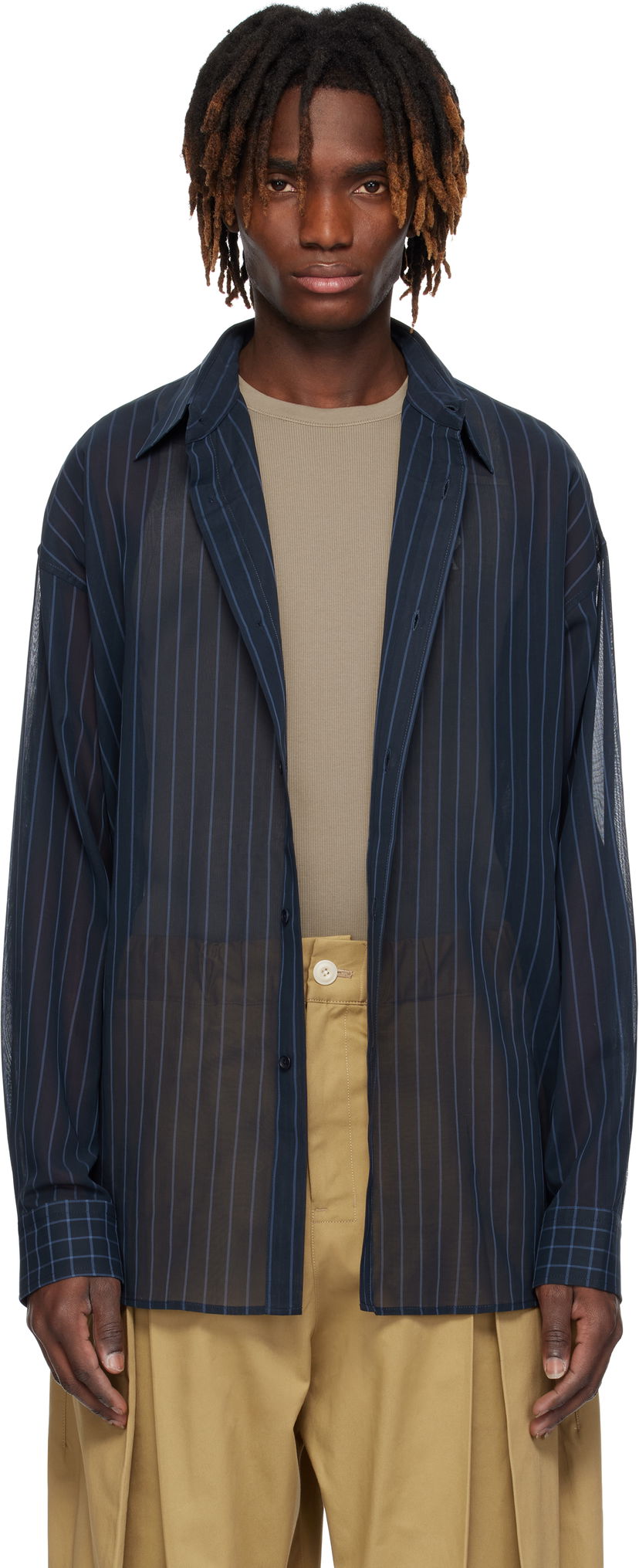 Сорочка sage NATION SAGE NATION Chisholm Sheer Striped Shirt темно-синій | S075 CHISHOLM SHIRT