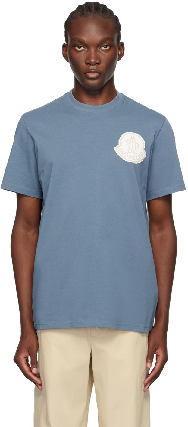 Футболка Moncler Blue Logo T-Shirt Синій | J20918C0000483927
