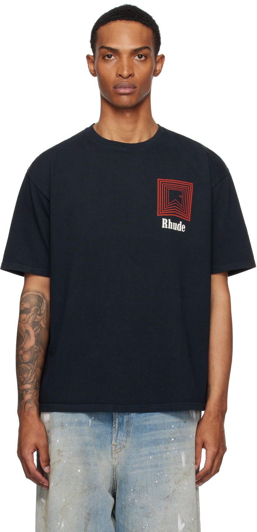 Футболка Rhude Rhude Chevron Logo Graphic Tee чорний | RHPF25TT21012