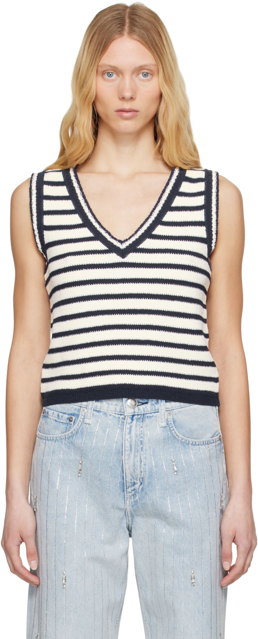 Cветр rag & bone rag & bone Meghan Stripe Knit Vest Різнокольоровий | WAS25S062EC62