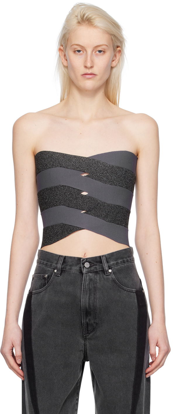 Безрукавка Dion Lee Reflective Interlocking Weave Bustier Top Сірий | A7798PS24